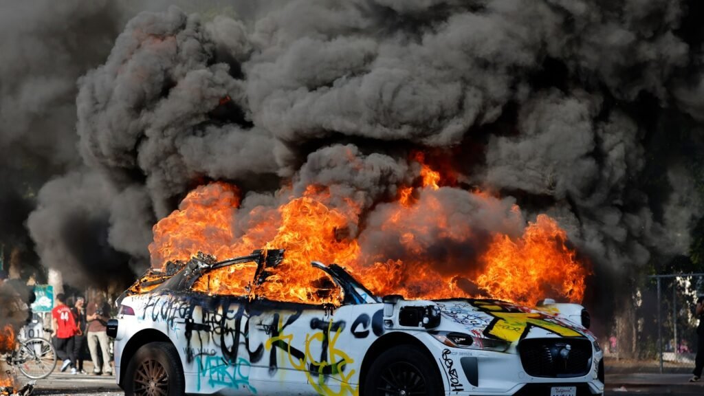 Anti-ICE protestors may have burned Waymos as an act of techlash